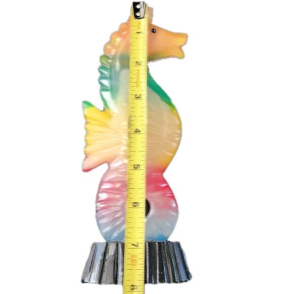 Rainbow Fluorite Carved Seahorse Sculpture Multicolor Stone 8" Made in Mexico - Picture 5 of 9